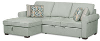 Scott Living Haven 2-Piece Left-Facing Chenille Fabric Sleeper Sectional with Storage Chaise - Seafoam Blue 