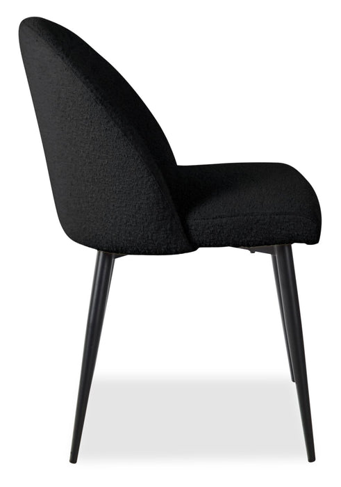 Bali Dining Chair with Boucle Fabric, Metal - Black