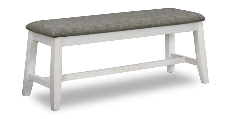 Echo Dining Bench with Linen-Look Fabric, Wood, 47.24\"W - White/Grey