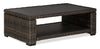 Hilo Outdoor Patio Coffee Table - 48\"W, Resin Wicker, UV & Weather Resistant - Brown