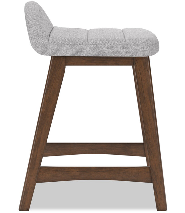 Jovi Counter-Height Stool with Linen-Look Fabric, Wood - Grey