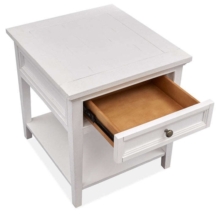 Heron Cove 20\" Traditional End Table with Storage and Shelf - White Pine