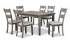 Krew 7pc Dining Set with Table & 6 Chairs, Melamine, 60\"W - Grey