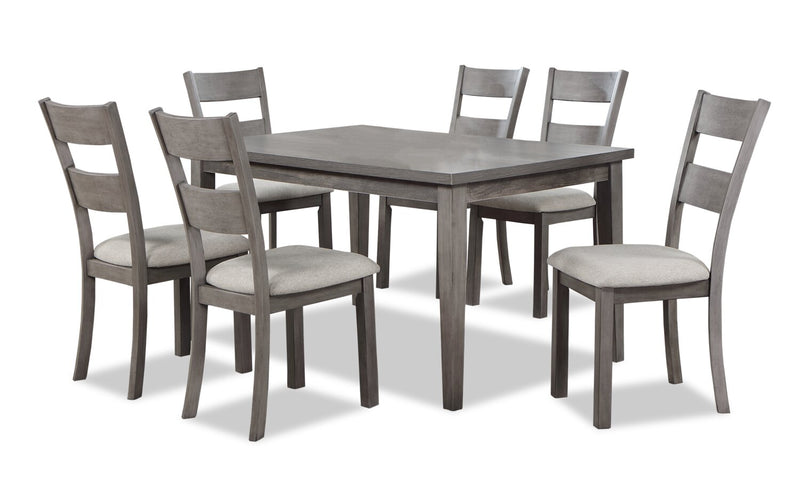 Krew 7pc Dining Set with Table & 6 Chairs, Melamine, 60\"W - Grey