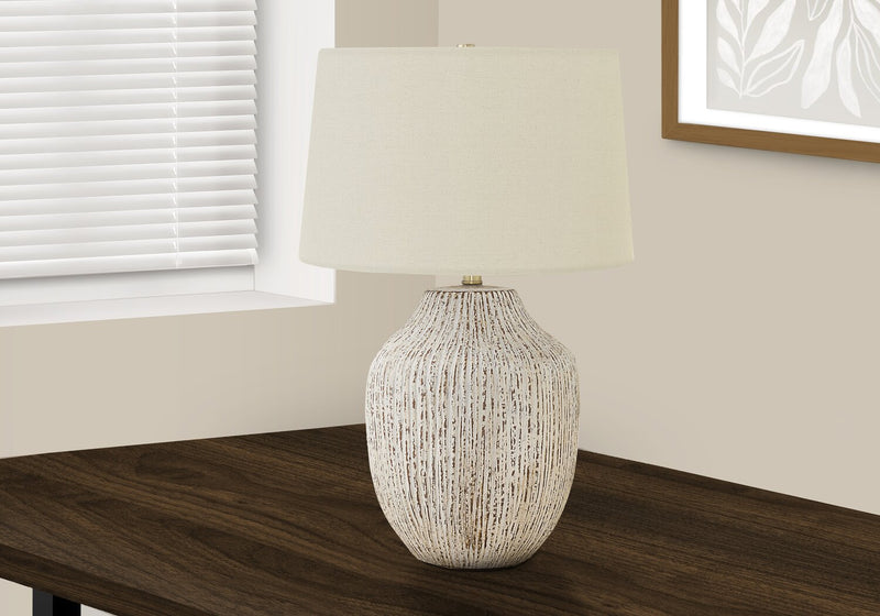 26\" Cream Textured Ceramic Table Lamp