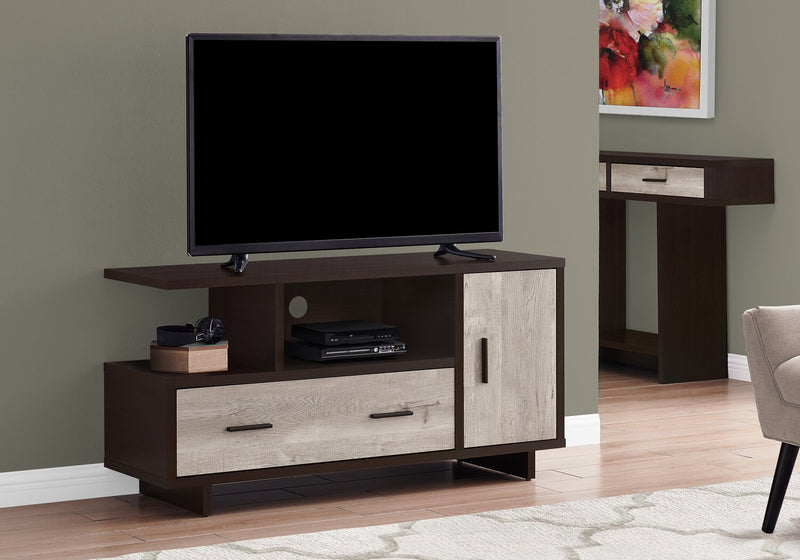 Alexis 48\" Modern TV Stand with Storage & Cable Management for TVs up to 55\"- Espresso and Grey Two Tone