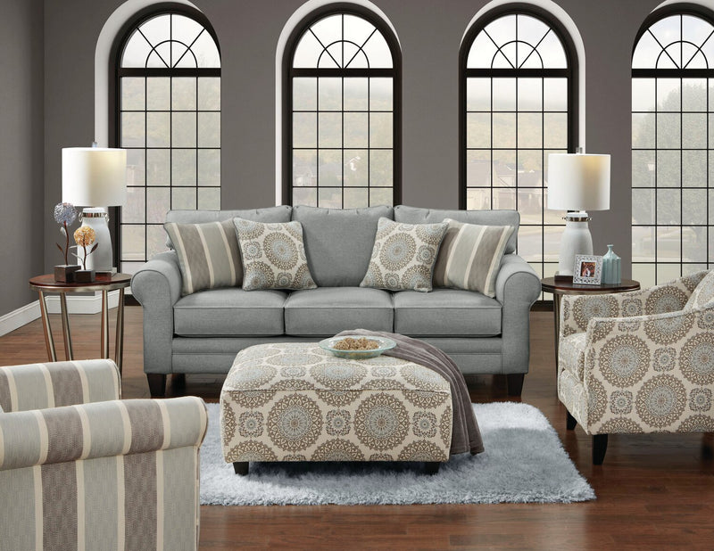 Made in Canada Tula 38\" Fabric Accent Chair with Rolled Arms - Mist Multicolour