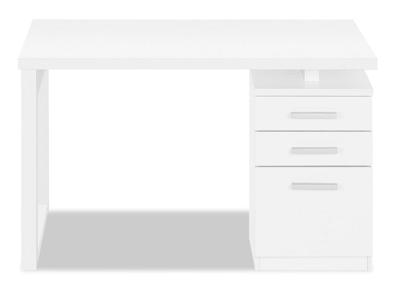 Ronan 47.25\" Reversible Office Desk with 3-Drawers - White