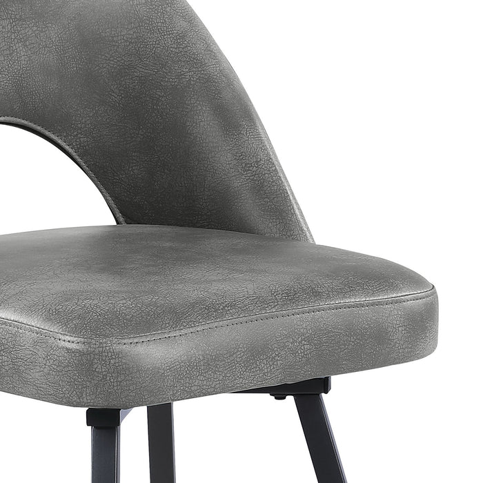 Kort & Co. Bay Counter-Height Stool with Swivel Seat, Vegan Leather Fabric, Metal - Grey