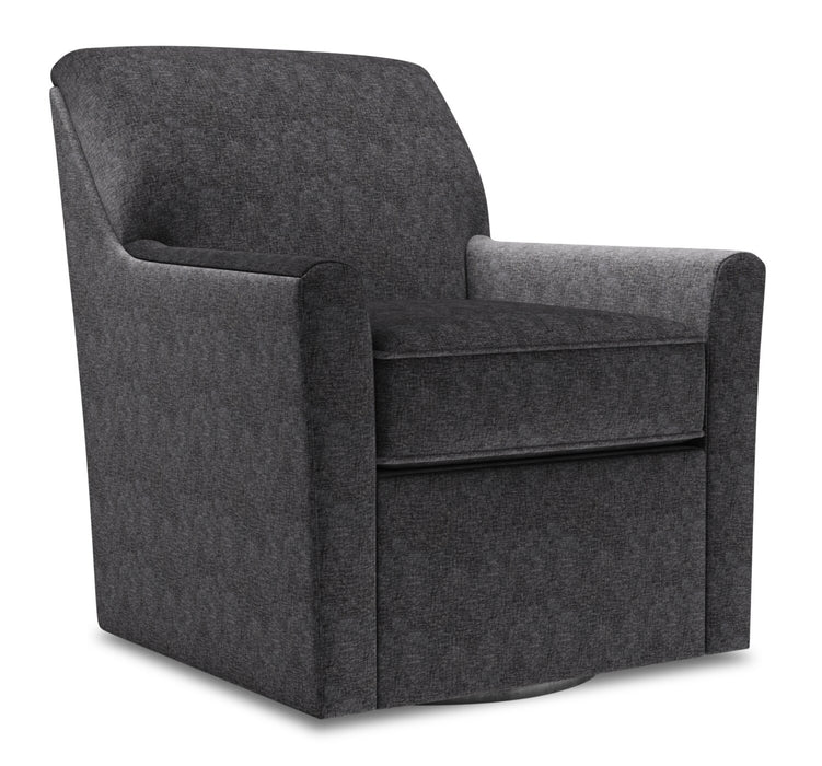Made in Canada Sofa Lab Customizable Swivel 31\" Chenille Fabric Accent Chair - Luxury Charcoal Grey
