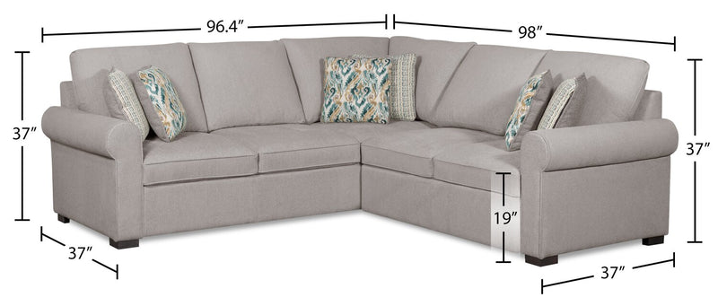 Scott Living Haven 2-Piece Right-Facing Chenille Fabric Sectional - Grey