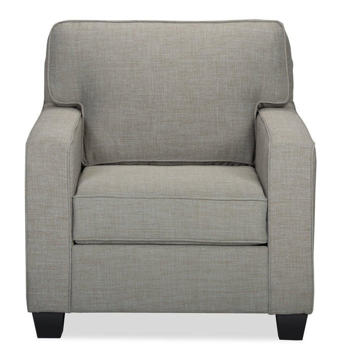 Made in Canada Sawyer 35\" Linen-Look Fabric Chair with Reversible Cushions and Track Arms - Light Grey