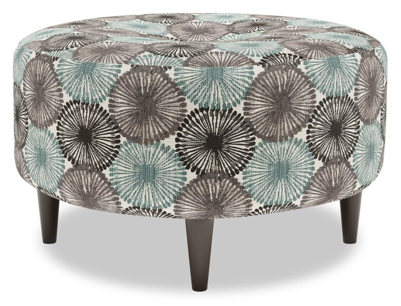 Made in Canada Customizable Sofa Lab The Curve 31\" Fabric Ottoman - Spa Multicolour