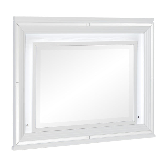 Max Bedroom Dresser Mirror with LED Light, Glam - White