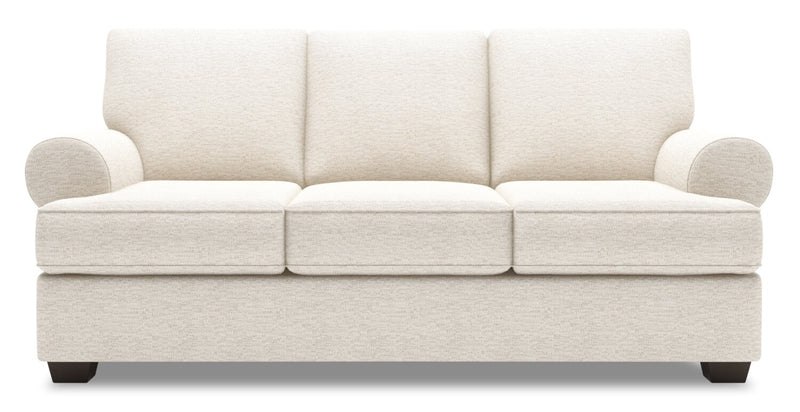 Made in Canada Customizable Sofa Lab Roll 86\" Chenille Fabric Sofa Bed with Rolled Arms - Luxury Sand Beige
