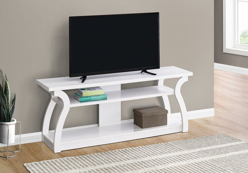 Monroe 60\" Modern TV Stand with Storage and Cable Management for TVs up to 65\"- White