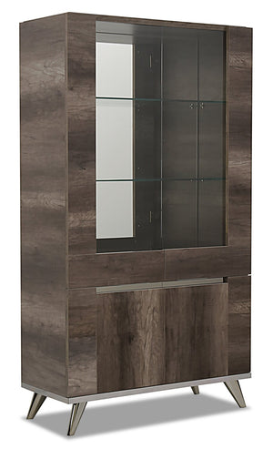 Gino Dining Curio with Storage & Glass Display Shelves - Made in Italy, Modern, 42