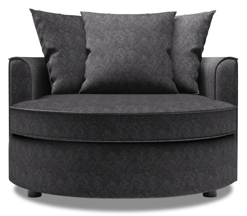 Made in Canada Sofa Lab Customizable Cuddler 48\" Chenille Fabric Accent Chair - Luxury Charcoal Grey