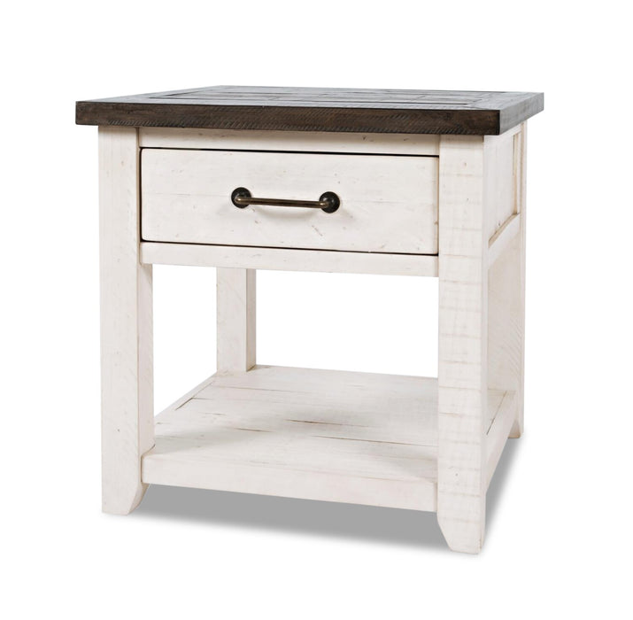 Morgan 24\" Rustic End Table with Storage and Shelf - White with Reclaimed Wood