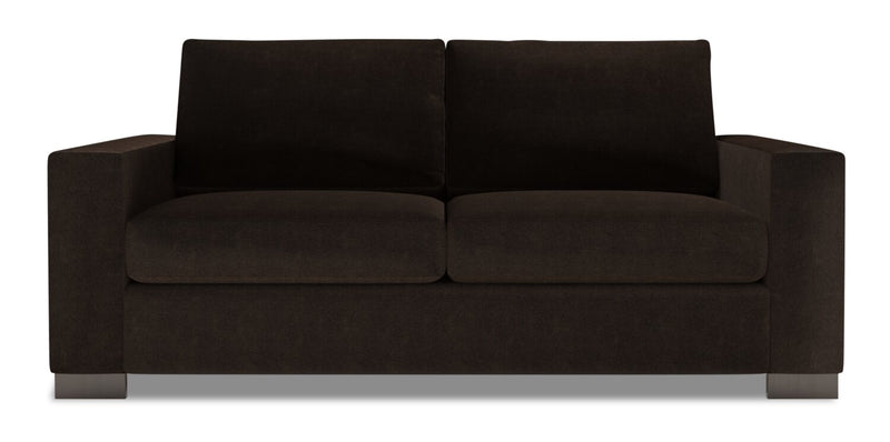 Made in Canada Customizable Sofa Lab Track 75\" Chenille Fabric Condo Size Sofa with Track Arms - Luxury Chocolate Brown