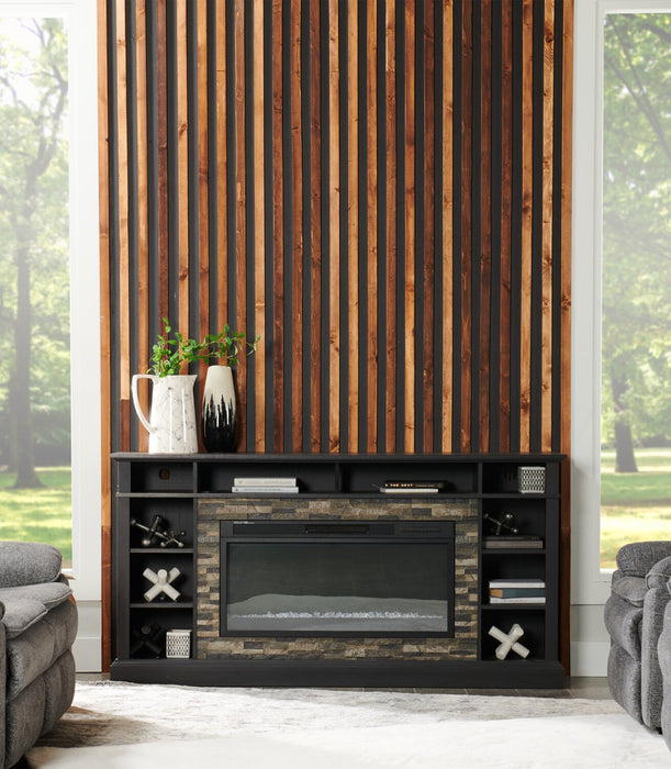 Lappland 70\" Electric Fireplace TV Stand with Storage and Cable Management for TVs up to 80\"- Black