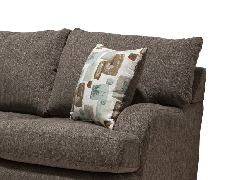 Made in Canada Nofia 2-Piece Left-Facing Chenille Fabric Sectional with  Accent Pillows and Wood Legs - Charcoal Grey