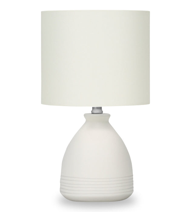 17\" Cream Ceramic Linen Drum Shade Table Lamp