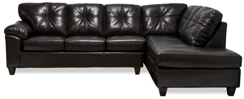 Made in Canada Addison 2-Piece Right-Facing Leather-Look Fabric Sectional with Removable Seat Cushions - Blackberry