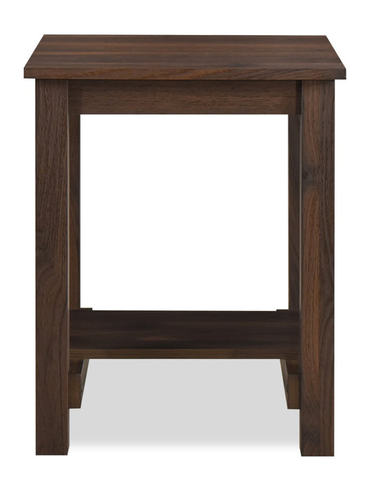 Jordi 17.7\" Traditional End Table with Shelf - Brown Walnut Finish Wood