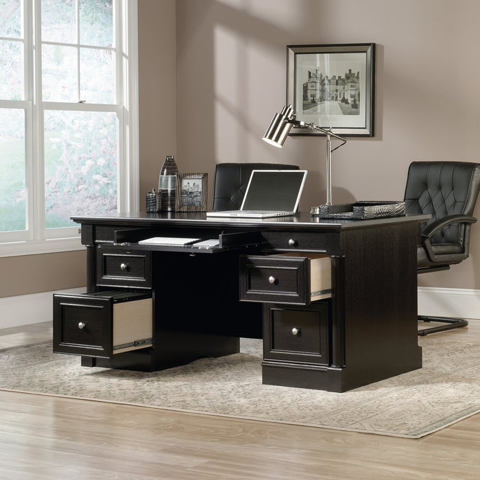 Palladia 65.12\" Executive Office Desk with 5-Drawers - Wind Oak
