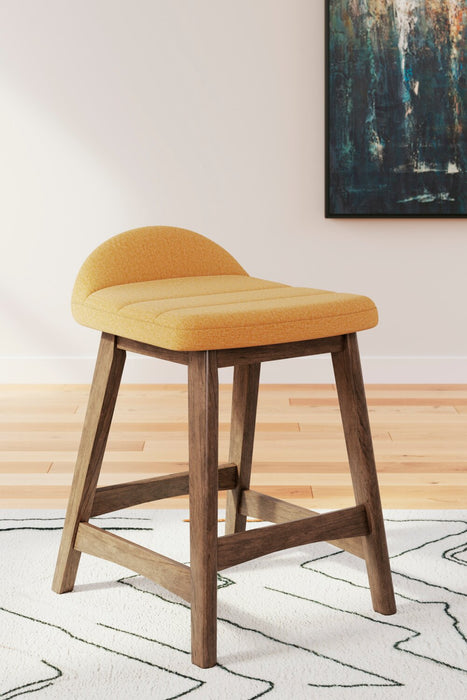 Jovi Counter-Height Stool with Linen-Look Fabric, Wood - Mustard