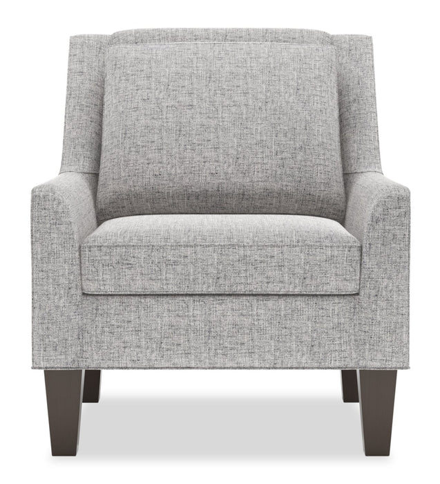 Made in Canada Sofa Lab Customizable Club 29\" Linen-Look Fabric Accent Chair with Wood Legs - Luna Domino Grey