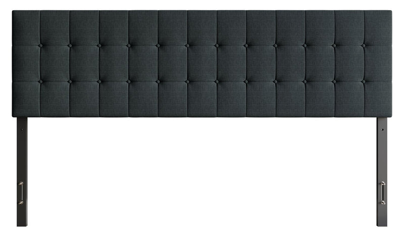 Ellis Upholstered Headboard in Charcoal Fabric, Button Tufted - King Size