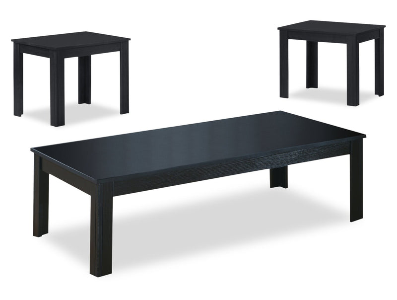Kiana 44\" Modern 3-Pack Coffee + 2 End Tables - Black 