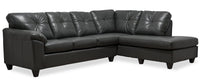 Made in Canada Addison 2-Piece Right-Facing Leather-Look Fabric Sectional with Removable Seat Cushions - Grey 