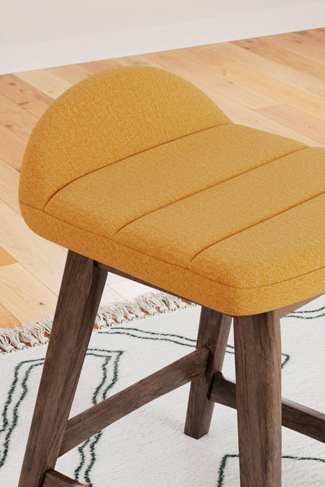 Jovi Counter-Height Stool with Linen-Look Fabric, Wood - Mustard