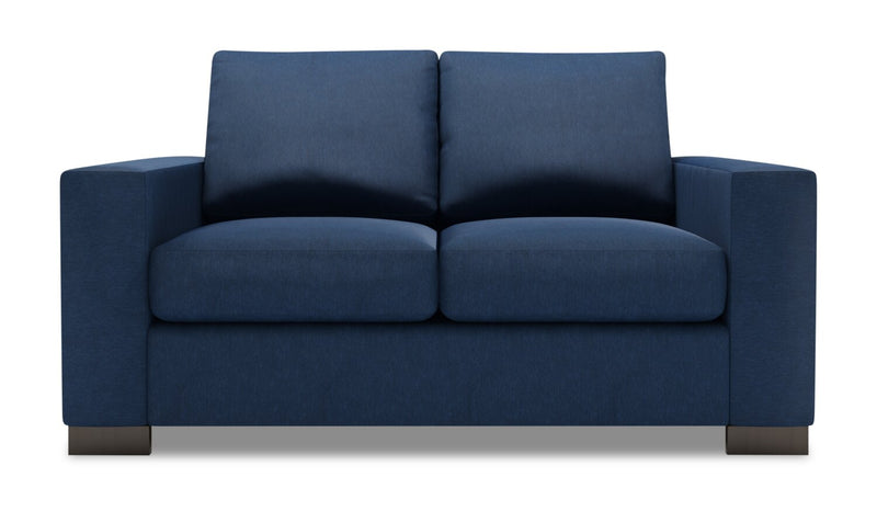 Made in Canada Customizable Sofa Lab Track  62\" Linen-Look Fabric Loveseat with Track Arms - Pax Navy Blue