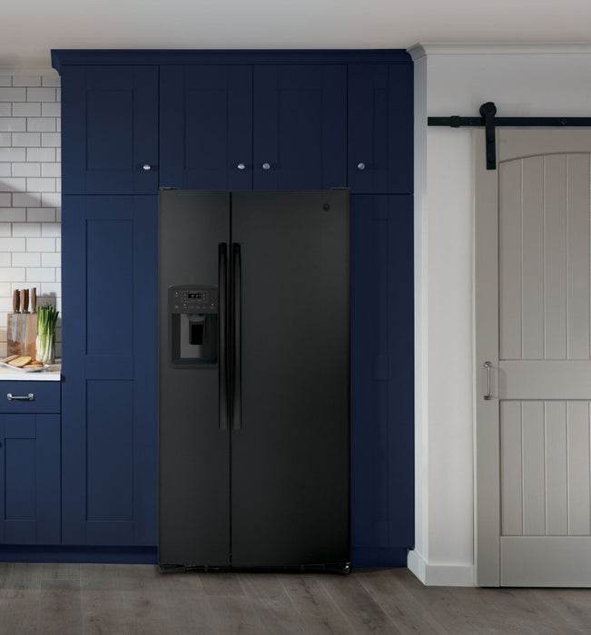 GE 33\" 23.2 Cu. Ft. Side-by-Side Refrigerator - Black - GSS23GGPBB