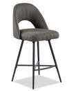 Elijah Counter-Height Stool with Swivel Seat & Linen-Look Fabric, 26\"H, Metal - Grey