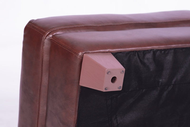 Chateau d’Ax Vita 31\" 100% Genuine Leather Ottoman with Diamond Pattern Stitching and Wood Legs - Brown