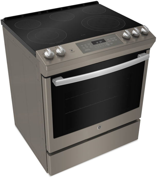 GE 5.3 Cu. Ft. Electric Range with True European Convection and Steam+Self Clean - Slate - JCS840EMES
