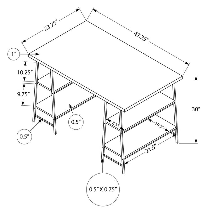 Jonnie 47.25\" Office Desk with Sawhorse-style Legs - Black