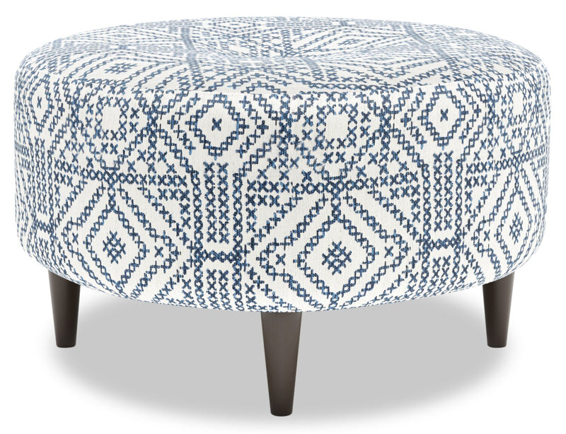 Made in Canada Customizable Sofa Lab The Curve 31\" Fabric Ottoman - Ink Multicolour