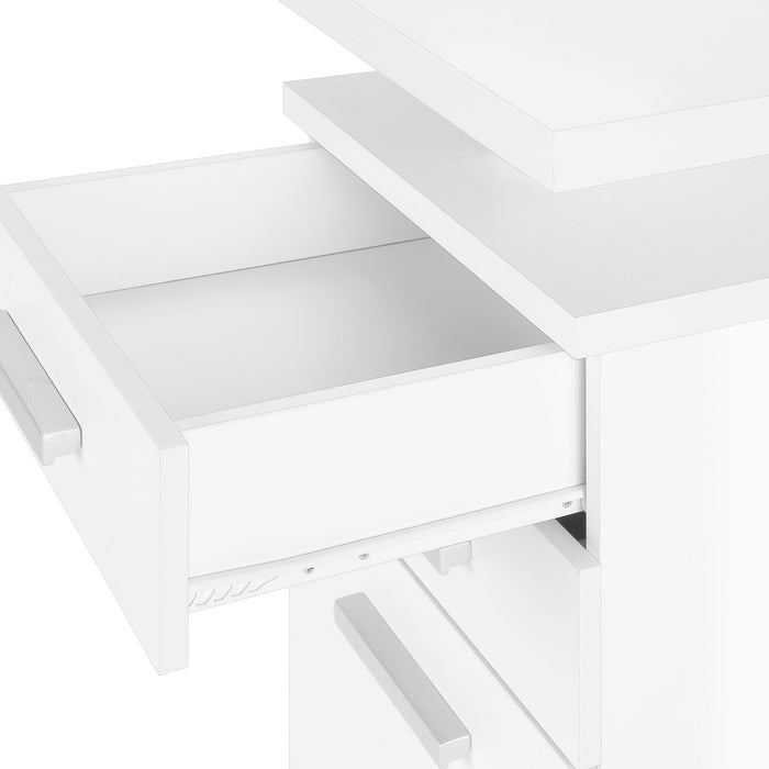 Ronan 47.25\" Reversible Office Desk with 3-Drawers - White