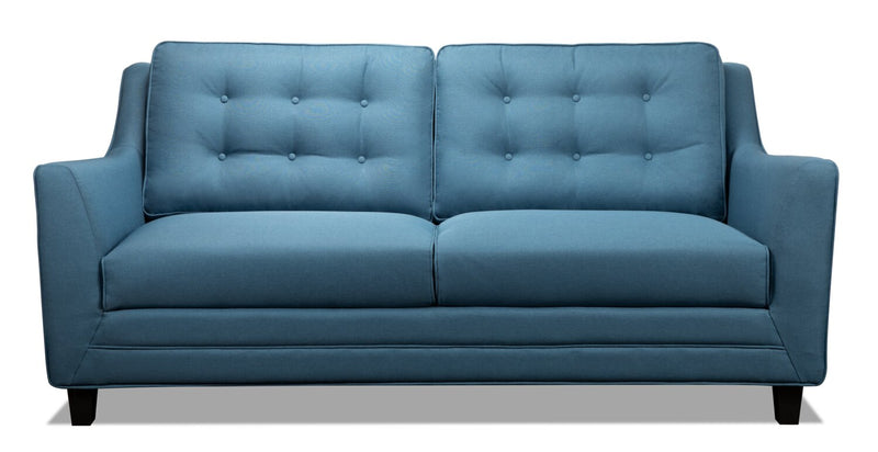 Novalee 75.5\" Linen-Look Sofa with Flared Arms and Button Tufting - Blue