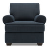 Made in Canada Sofa Lab Customizable Roll 42\" Linen-Look Fabric Chair with Rolled Arms - Luna Sailor Blue