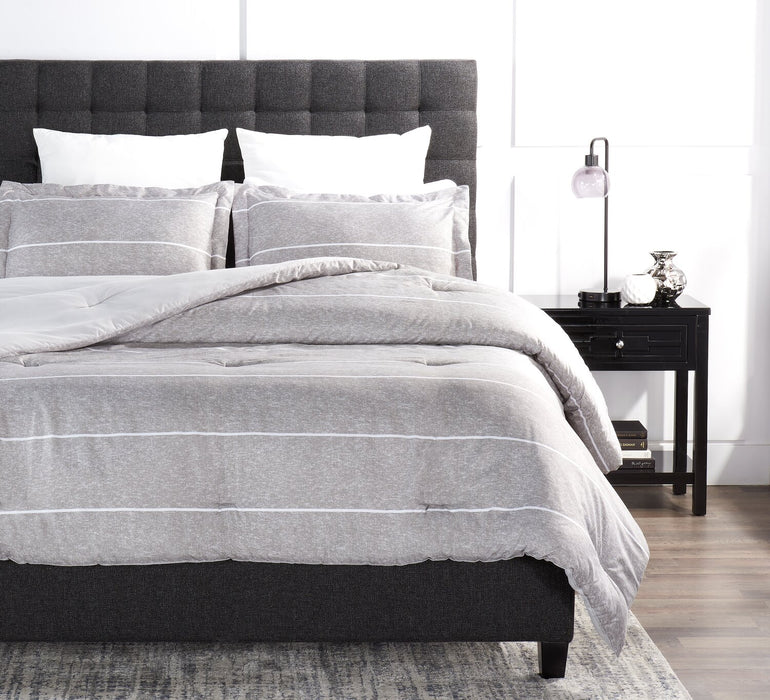 Stripes 3-Piece Full/Queen Comforter Set - Grey