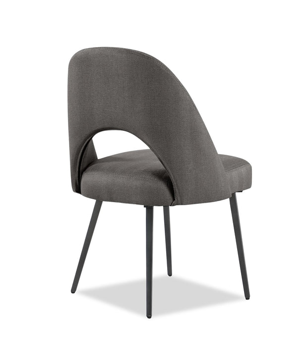 Elijah Dining Chair with Linen-Look Fabric, Metal - Grey