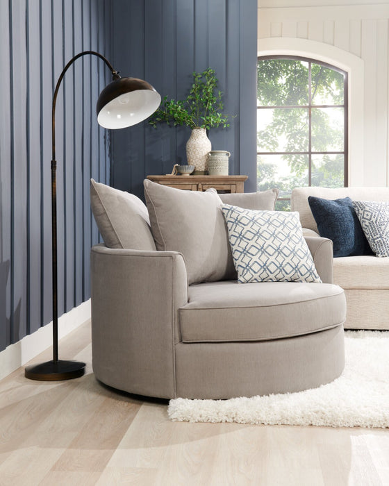 Made in Canada Sofa Lab Customizable Cuddler 48\" Linen-Look Fabric Accent Chair - Pax Slate Grey