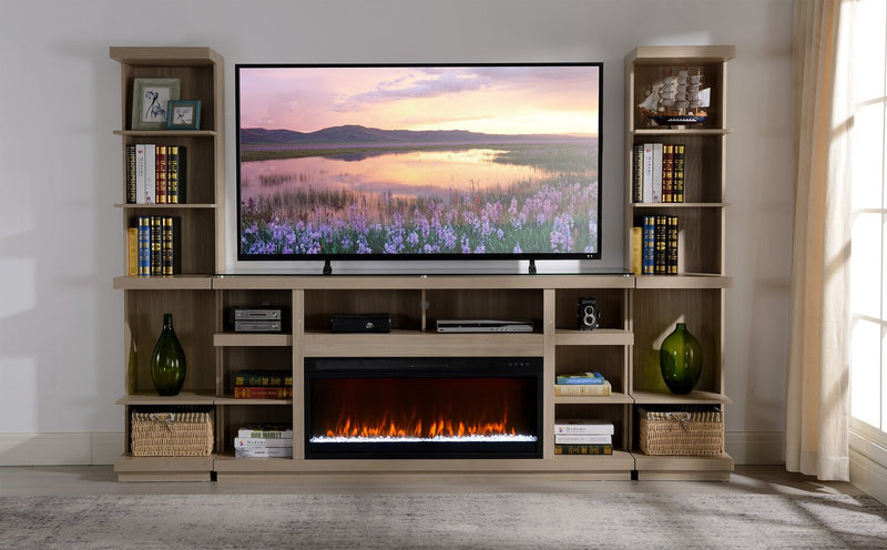 Axel 74\" 3-Piece Entertainment Centre with Electric Fireplace and Storage for TVs up to 85\"- Taupe